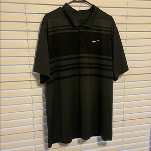 Nike Men's Dri-Fit Black/Gray Polo Shirt with Stripes